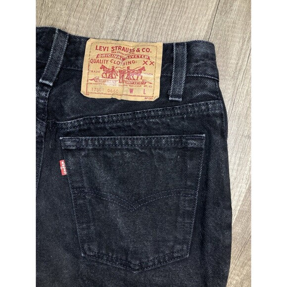 Levi's 501 Vintage 90s 7 JR Straight Black Denim Jeans 24x32 Red Tag USA (1991) - Picture 3 of 11